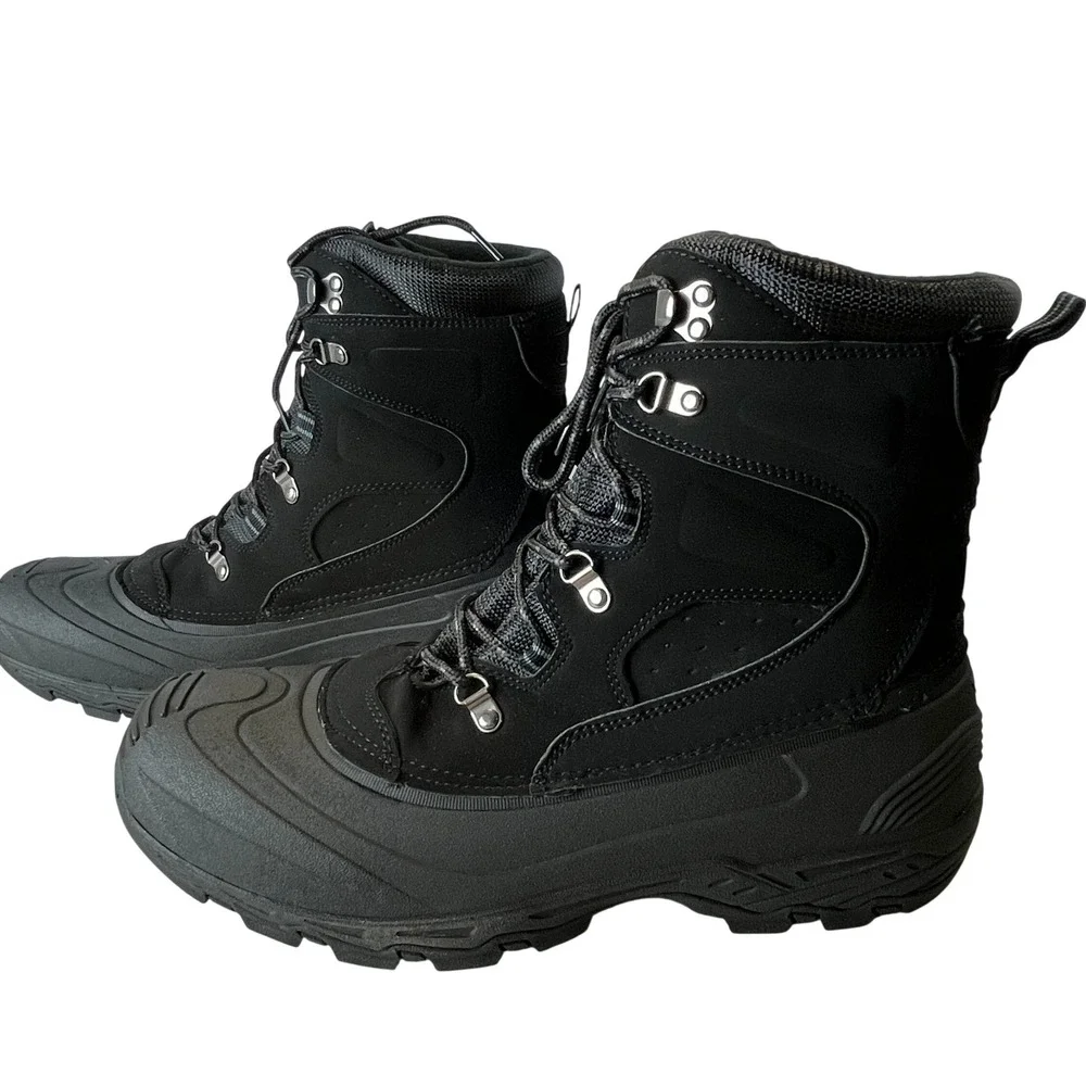 London Fog Breckenridge Boots Black Waterproof Insulated Lace Up Snow Men 13